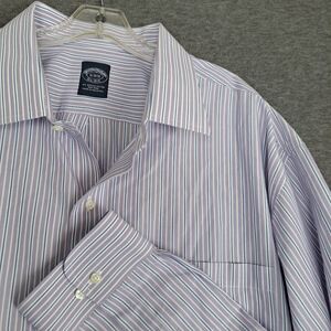Brooks Brothers Shirt Mens 19 38/39 Purple Striped Supima Cotton Button Down